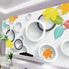 3d Modern Circle Leaves Leaf Art Wall Mural Wallpaper Living Room Bedroom Lounge In 2021 Wallpaper Living Room Wall Painting Living Room Wallpaper Designs For Walls