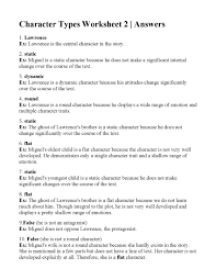 Character Types Worksheet 2 Answers Character Worksheets Character Trait Worksheets Character Types