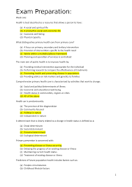 Browse ap psychology exam prep resources including unit reviews, big ideas, free response help, and practice questions. Primary Health Care Exam Prep Questions And Answers Wks 1 9 Week One Health Is Best Studocu