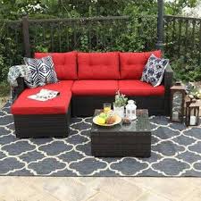 Steward Outdoor 3 Piece Rattan Sectional Seating Group With Cushions In 2020 Outdoor Sectional Sofa Outdoor Sectional Furniture Used Outdoor Furniture