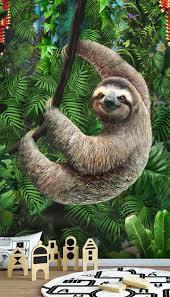 Sloth In Jungle Wallpaper Mural Jungle Wallpaper Mural Wallpaper Jungle Wall Mural