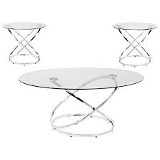 By furniture of america $ 847 99 /carton. Brassex Modern 3 Piece Coffee Table Set Chrome Glass Best Buy Canada