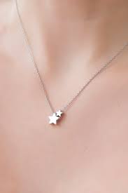 Dainty Two Star Necklace Two Tiny Silver Stars Delicate Fine Chain A Dainty Delicate And Pretty Necklace Wi Star Necklace Silver Moon Jewelry Star Jewelry