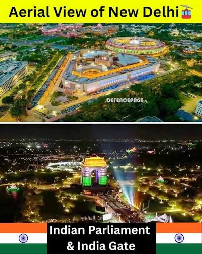 📷 Aerial View of New Delhi, India 🇮🇳 #Parliament #IndiaGate #DefencePage