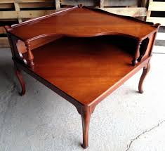 Vintage Imperial 2 Tier Corner End Table Solid Wood Mahogany Mid Century Rare End Tables Table Corner Table