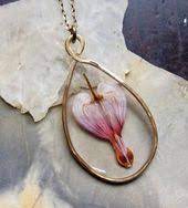 Bleeding Heart Pressed Flower Necklace Pressed Flower Necklace Pressed Flowers Flower Jewellery