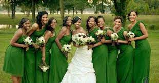 Nigerian Wedding Bridesmaids Color Story What Shade Of Green Are Bridesmaid Colors Bridesmaid Dresses Floor Length Bridesmaid