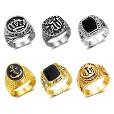 Get 5% in rewards with club o! Mens Fashion Rings For Men Gold Crown Tiara Islam Muslim Allah Punk Finger Male Silver Signet Vintage Ring Black Gothic Jewelry Rings Aliexpress