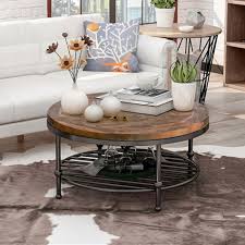 This solid wood coffee table is everything. Living Room Pine Wood Table Face Iron Legs Round Rustic Natural Coffee Table With Storage Shelf For Furniture Easy Assembly Sofa Tables Aliexpress