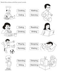 Download English Activity Worksheet Match The Actions With The Correct Words From Be English Activities For Kids English Worksheets For Kids English Activities