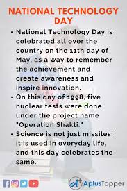 Was the process of gaining independence easy? 10 Lines On National Technology Day For Students And Children In English A Plus Topper