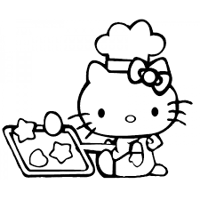 Disegno Di Hello Kitty In Cucina Da Colorare Per Bambini