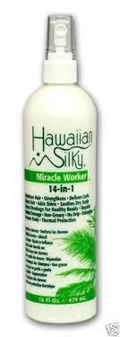 P r o d u c t s m e n t i o n e d (a. Hawaiian Silky Miracles Worker 14 In 1 16oz Bottle Natural Hair Care Silky Hair Remedies