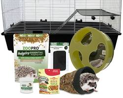hedgehog supplies: cage, food, water bottle, hiding place, wheelの画像