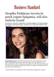 Deepika Padukone Invests In Greek Yogurt Epigamia Will Also Endorse Brand By Dorothy Gracious Issuu Launched in june 2015, epigamia is currently available in 20 stock keeping units (skus) under greek yogurt, artisanal curd, snack pack, mishtidoi and smoothies.