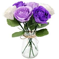 Maybe you would like to learn more about one of these? Paper Flower Decorations Crepe Paper Rose Flowers Artificial Flower Bouquet Purple White Lavender 6pcs Decor Bridal Bouquet Table Centerpieces Baby Shower Valentine S Day Amazon In Home Kitchen