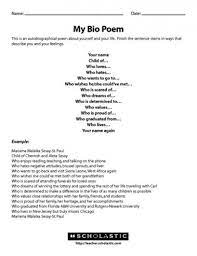 Writing A Bio Poem Bio Poems Teaching Writing Writing A Bio