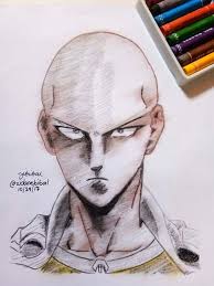 One punch man is actually a pretty average budget anime. Saitama Onepunch Man Sketch With Oil Pastel Color Steemit