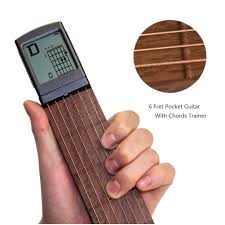 Pocket Guitar Chord Practice Tool Portable Guitar Neck For Trainer Beginner W A Rotatable Chords Chart Screen Battery Included