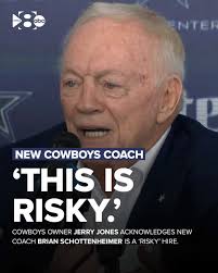 THIS IS RISKY': Dallas Cowboys owner Jerry Jones emotionally defended his  hiring of Brian Schottenheimer as the team's new coach. He also  acknowledged Schottenheimer's lack of experience. Full story:  https://www.wfaa.com/article/sports/nfl/cowboys ...