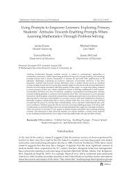 Check spelling or type a new query. Pdf Using Prompts To Empower Learners Exploring Primary Students Attitudes Towards Enabling Prompts When Learning Mathematics Through Problem Solving