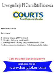 Bagi yang berminat dan memenuhi persyaratan dari info loker operator forklift pt keramik diamond industries di atas, silahkan kirim berkas lamaran via pos ke. Lowongan Kerja Operator Forklift Pt Courts Retail Indonesia Terbaru 2019 Bangloker Com Lowongan Kerja Terbaru 2021