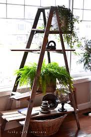 A Winter Ladder Plant Stand With Memories Attached Funky Junk Interiors Ladder Plant Stand Funky Junk Interiors Upcycle Ladder