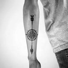 50 Simple Compass Tattoos For Men Directional Design Ideas In 2020 Tattoos For Guys Mens Arrow Tattoo Arrow Compass Tattoo