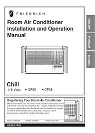 Chill, friedrich's premium line of window air conditioners, has many of the features you'll find on our ultra premium kühl® line, but without the premium. Friedrich Cp08g10 Owner S Manual Manualzz
