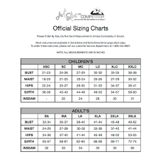 costume gallery size chart secondtofirst com