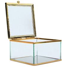 Decorative Glass Box With Gold Trim 4 In 2020 Glass Decor Glass Boxes Glass
