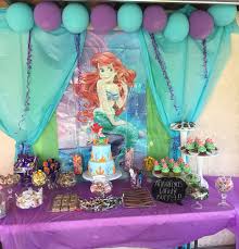 Annaliyas Little Mermaid Candy Table With Images Mermaid Birthday Party Ariel Birthday Party Mermaid Theme Party