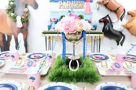 Invite your friends over for the day wear fancy hats and enjoy the races! How To Style Tables For A Horse Themed Birthday Party Fern And Maple
