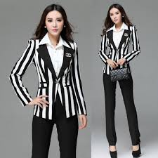 Black And White Pinstripe Suit Womens Cheap Uniform Swimsuit Buy Quality Suit Boy Directly From China Suit Price Suppliers New Arrival Hot S Pantsuits For Women Fashion Striped Blazer