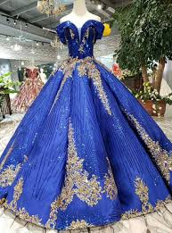 Royal Blue Ball Gown Sequins Gold Sequins Off The Shoulder Wedding Dress Blue Ball Gowns Gowns Ball Gowns