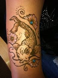 Henna Koi Fish With Gems And Gilding Www Otherwisequitegood Com Koi Fish Watercolor Fish Black Koi Fish