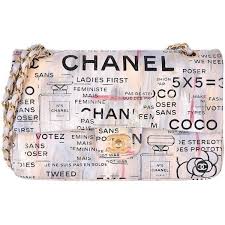 Chanel Medium Graffiti Logo Newspaper Print Double Flap Bag Runway Janefinds Graffiti Logo Flap Bag Chanel