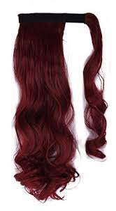 Clip in hair cheap extensions best extensions for hair black red plum blue grey. Amazon Com Firstlike 18 Curly Dark Red Wrap Around Pony Tail Clip In Hair Extensions Long Hairpiece Colors For Girls Beauty