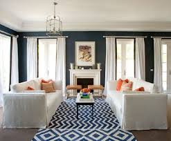 Love The Light And Airy Look Of This Room Coupled With Those Beautiful Navy Walls Living Room Orange Navy Living Rooms Blue Living Room