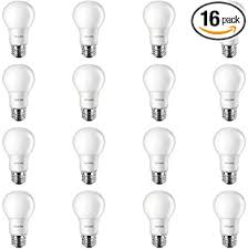 Philips Led Non Dimmable A19 Frosted Light Bulb 800 Lumen 5000 Kelvin 9 Watt 60 Watt Equivalent E26 Base Daylight 16 Pack Amazon Com