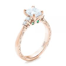 Rose gold engagement rings get their distinct pink color from copper; 14k Rose Gold Custom Diamond And Emerald Engagement Ring 101438 Seattle Bellevue Joseph Jewelry