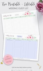 Free Editable Printable Wedding Guest List Wedding Guest List Printable Wedding Guest List Template Guest List Printable