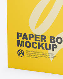 Matte Paper Box Half Side View In Box Mockups On Yellow Images Object Mockups