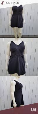 Lands End Plus Size Slender Sweetheart Swim Dress Size 18w