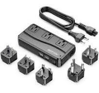 Lukyamzn 250W 220V to 110V Travel 2-to-3 Prong Adapter Voltage Converter  with 3-Outlets and 4-Port USB and 5 Adapters in Black PH00527B141 - The  Home ...
