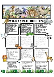 Wild Animal Riddles Key English Esl Worksheets Animal Riddles Animals Wild Animal Facts For Kids
