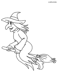 This coloring page of a sweet little witch riding her broomstick across the night sky is super cute. Witches Coloring Pages Free Printable Witch Coloring Sheets
