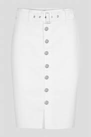 Orsay Γυναικεια Φουστα Pencil Με Μεταλλικα Κουμπια Και Ζωνη Λευκο - Φούστες  - Shopistas
