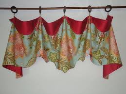 Nice embroidery on faux silk. Jacobean Blue Tan Red Flower Floral Bedroom Kitchen Window Treatment Valance Decor Curtains Blinds Shutters Procomrealty Handmade Products