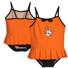 Oklahoma State Cowboys Preschool Girls Cheerleader In Training Bathing Suit Orange Black State Clothes Orange Suit Preschool Girl